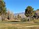 Picturesque golf course with mountain views, mature trees, and pristine green fairways at 4755 Rossini St, Pahrump, NV 89061