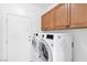 Convenient laundry room with cabinets and modern washer and dryer at 2615 W Gary Ave # 1041, Las Vegas, NV 89123