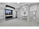 Open bathroom featuring sleek fixtures, vanity, and walk-in shower at 3860 Hildebrand Ln, Las Vegas, NV 89121