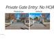 Pedestrian and vehicle gates offer secure access to the estate at 3860 Hildebrand Ln, Las Vegas, NV 89121