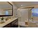 Modern bathroom with sleek glass shower, marble countertop, and serene design for a spa-like experience at 426 Port Reggio St, Las Vegas, NV 89138