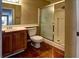 Bathroom featuring single sink with a shower stall and tile flooring at 5115 Blossom Ave, Las Vegas, NV 89142