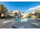 Inviting community pool with lounge chairs, tables, and umbrellas for relaxing poolside at 6134 Pine Villa Ave # 103, Las Vegas, NV 89108