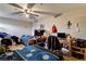 Basic bedroom with a ceiling fan, desk, and standard furnishings at 1808 Walnut Ave, Las Vegas, NV 89101