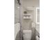 Modern bathroom featuring toilet, stylish shelves and marble shower at 4689 Kristen Ln, Las Vegas, NV 89121