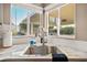 Kitchen sink with stainless steel hardware and backyard view at 4689 Kristen Ln, Las Vegas, NV 89121
