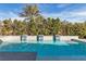 A tranquil backyard pool with tile accents surrounded by lush foliage at 6130 Pebble Glen, Las Vegas, NV 89149