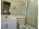 Bathroom features a vanity with a large mirror, a toilet, and a shower/tub combo at 7929 Palace Monaco Ave, Las Vegas, NV 89117
