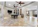 Entertaining game room featuring a pool table, media center, and a cozy fireplace at 10129 Elk Valley St, Las Vegas, NV 89178