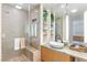 An elegant bathroom showcasing a glass-enclosed shower and modern fixtures at 3722 Las Vegas Blvd # 2204, Las Vegas, NV 89158