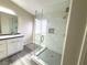 Modern bathroom featuring a glass shower, sleek vanity, and contemporary design at 56 Belle Point Ave, Las Vegas, NV 89123