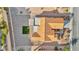 Overhead aerial view of home with desert landscaping, covered patio and tile roof at 2345 Hot Brook Point St, Las Vegas, NV 89134
