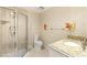 Bathroom featuring glass enclosed shower, toilet, and vanity with granite countertop at 3001 Astoria Pines Cir, Las Vegas, NV 89107