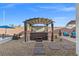Secluded backyard features a covered hot tub, lounge seating, and gravel landscaping for a private retreat at 4050 Peaceful Dune St, Las Vegas, NV 89129