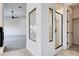 Framed shower area between the main bedroom and main bathroom at 5148 Villa Vecchio Ct, Las Vegas, NV 89141