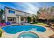 Backyard pool featuring an attached jacuzzi and patio with backyard views at 5148 Villa Vecchio Ct, Las Vegas, NV 89141