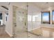 Large walk-in shower with multiple shower heads and great views at 1484 Macdonald Ranch Dr, Henderson, NV 89012