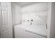 Well-lit laundry area with a modern washer and dryer, and wire shelving for storage at 1704 N Jones Blvd, Las Vegas, NV 89108