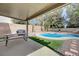 Relaxing backyard featuring a pool, patio area, and artificial turf at 2724 Monrovia Dr, Las Vegas, NV 89117