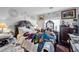 Cozy bedroom with dark wood furnishings and patterned decorations adorning the walls at 2804 Gallant Hills Dr, Las Vegas, NV 89135