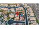 Aerial view of a suburban neighborhood showcasing the home's location, nearby houses, and proximity to community features at 2908 Ferrand Ct, Henderson, NV 89044
