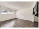 Bedroom features wood-look flooring, closet and dual windows at 2916 Karen Ave, Las Vegas, NV 89121