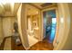 Hallway view of bathroom and bedroom, creating a spacious and connected feel at 322 Karen Ave # 3407, Las Vegas, NV 89109