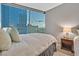 Bedroom features a bed, bedside table, and expansive windows offering urban views at 3722 Las Vegas Blvd # 2001, Las Vegas, NV 89158
