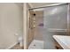 Shower stall with sliding door and hand rails for safety and accessibility at 5438 Cholla Cactus Ave, Las Vegas, NV 89141