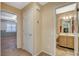 Hallway view into bedroom and bathroom showcasing easy access to various living spaces at 6828 Sumatra St, Las Vegas, NV 89166