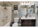Bathroom with shower-tub combo, single sink, and neutral color scheme at 8346 Christinas Cove Ave, Las Vegas, NV 89131