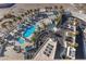 Bird's-eye view of the community's pool and amenities, set against a backdrop of lush landscaping and city views at 2700 Las Vegas Blvd # 1202, Las Vegas, NV 89109