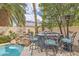 Outdoor bar near the pool with barstool seating and mature landscaping at 28 Birkdale Dr, Henderson, NV 89074