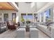 Bright living room featuring large windows and a modern chandelier, with hardwood floors at 320 Lorelei Rock St, Las Vegas, NV 89138