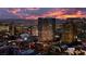Breathtaking aerial view of the city skyline at dusk, featuring vibrant lights and stunning architecture at 3750 Las Vegas Blvd # 2711, Las Vegas, NV 89158