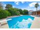 Backyard oasis featuring a diving board, swimming pool, and manicured landscaping at 4592 Cabo Ln, Las Vegas, NV 89121