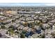 Wide aerial view of community, capturing residential homes, parks, and distant mountain views at 9225 Evergreen Canyon Dr, Las Vegas, NV 89134
