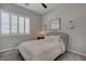 Bedroom featuring plush carpet, plantation shutters, and recessed lights at 10197 Copper Meadow Ave, Las Vegas, NV 89166