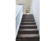 Carpeted staircase with white railing, leading to the upper level, providing a functional access point at 2629 Monte Cevedale St, Henderson, NV 89044