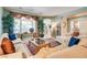 Comfortable living room with large windows, neutral paint, and stylish furnishings at 4705 Bersaglio St, Las Vegas, NV 89135