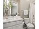 Clean bathroom featuring a white vanity, mirror, and a shower-tub combination at 10086 Mountain Foothills Ave, Las Vegas, NV 89149