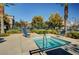 Relaxing community spa area featuring seating and tall palm trees with mature landscaping at 11242 Almador Vista Ct, Las Vegas, NV 89135