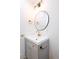 Bathroom featuring a vessel sink, gold faucet, modern vanity and lighting fixtures at 119 Cedar St, Henderson, NV 89015