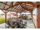 Stylish outdoor dining area under a covered patio, featuring ample seating and a built-in grill setup at 1550 Tiptop Trl, Pahrump, NV 89048