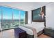 Stunning bedroom boasts floor-to-ceiling windows with city views and modern decor at 2700 Las Vegas Blvd # 4306, Las Vegas, NV 89109