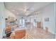 Bright living room with hardwood floors, fireplace, and open floor plan at 620 W Leffner Dr, Pahrump, NV 89060