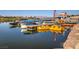 Scenic marina with various boats and paddle boats, offering recreational activities on the tranquil lake at 72 Reverie Heights Ave, Henderson, NV 89011