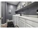 Functional laundry room with modern washer and dryer, countertop, and ample shelving at 3903 Henny Ave, Las Vegas, NV 89141