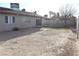 Large backyard with partially installed artificial turf and concrete block perimeter wall at 4120 E Cincinnati Ave, Las Vegas, NV 89104