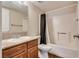 Bathroom featuring a shower and tub combo with granite countertops at 5138 S Jones Blvd # 207, Las Vegas, NV 89118